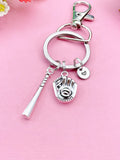 Baseball Keychain, Initial Charm, Baseball Gift