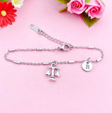 Scale of Justice Bracelet, Initial Charm, Lawyer Graduation Gift