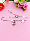 Scale of Justice Bracelet, Initial Charm, Lawyer Graduation Gift