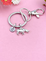 Rhinoceros Charm Keychain in Silver, N1740C