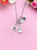 Viola Treble Clef Music Note Charm Necklace in Silver, N3107Z