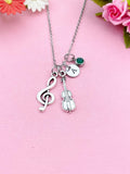 Viola Treble Clef Music Note Charm Necklace in Silver, N3107Z
