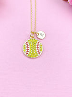 Tennis Charm Necklace in Gold, Coach Senior High School Sport Jewelry Gift, N5867
