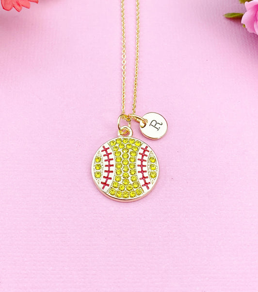 Tennis Charm Necklace in Gold, Coach Senior High School Sport Jewelry Gift, N5867