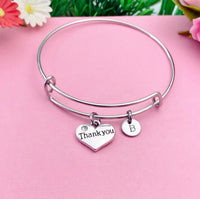 Thank You Bracelet, Heart, Personalized Gift, N4555