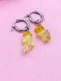 Silver Citrine Earrings, Gold or Silver Hoop Earrings, Natural Gemstone Jewelry N4238B