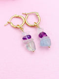 Gold Fluorite Earrings, Natural Gemstone Jewelry, N3975