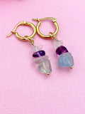 Gold Fluorite Earrings, Natural Gemstone Jewelry, N3975