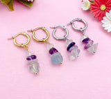 Gold or Silver Fluorite Earrings, Natural Gemstone Jewelry, N3975B