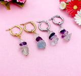 Gold or Silver Fluorite Earrings, Natural Gemstone Jewelry, N3975B