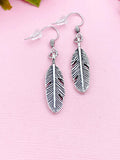 Silver Feather Charm Earrings, N947