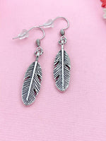 Silver Feather Charm Earrings, N947