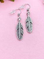 Silver Feather Charm Earrings, N947