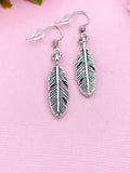 Silver Feather Charm Earrings, N947