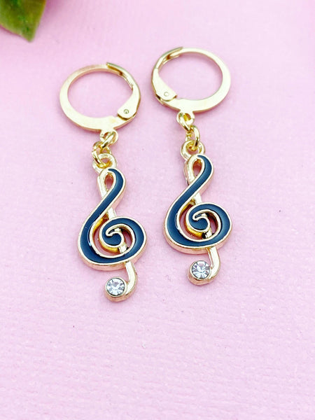 Gold Music Note Charm Earrings, N3355