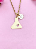 Gold Beaker Charm Necklace, Gifts for Researcher, N4186