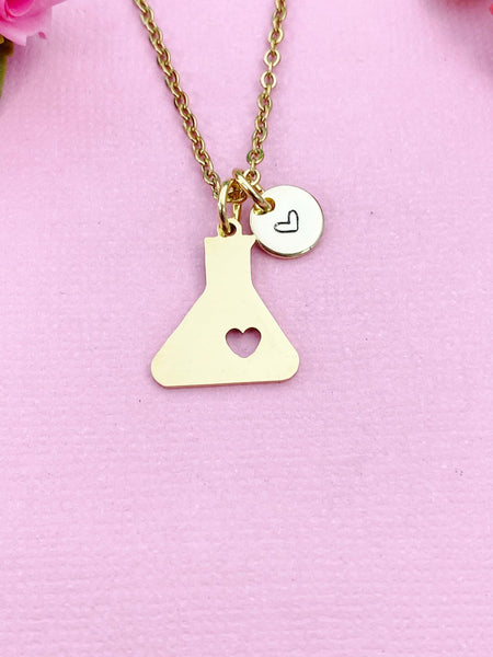 Gold Beaker Charm Necklace, Gifts for Researcher, N4186