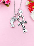 Nefertti Queen Ankh Necklace, Cross Necklace, Ankh Cross Charm, Egyptian Cross Charm, N5769C