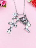 Nefertti Queen Ankh Necklace, Silver Queen Cross Necklace, Ankh Cross Charm, Egyptian Cross Charm, N5808A