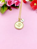 Gold Palm Print Charm Necklace, Baby Palm Print, Hand, N3851A