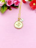 Gold Palm Print Charm Necklace, Baby Palm Print, Hand, N3851A