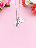 Gemini Twins Charm Necklace, Silver Necklace, D515