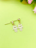 Hamsa Hand Charm Gold Earrings, Stud or Dangle Earring Option, N6084