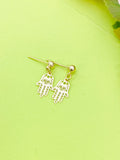 Hamsa Hand Charm Gold Earrings, Stud or Dangle Earring Option, N6084