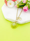 Peridot Charm Gold Necklace, Spinner Necklace, N6085