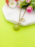 Peridot Charm Gold Necklace, Spinner Necklace, N6085
