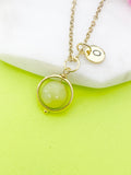 Peridot Charm Gold Necklace, Spinner Necklace, N6085