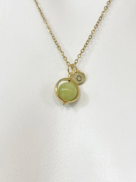 Peridot Charm Gold Necklace, Spinner Necklace, N56085