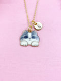 Cat Necklace, Gold Cute Cat Charm Necklace, N5904
