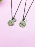 Pinky Promise Necklace Set, Bronze Charm, Initial Necklace