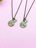 Pinky Promise Necklace Set, Bronze Charm, Initial Necklace