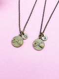 Pinky Promise Necklace Set, Bronze Charm, Initial Necklace
