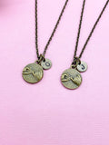 Pinky Promise Necklace Set, Bronze Charm, Initial Necklace