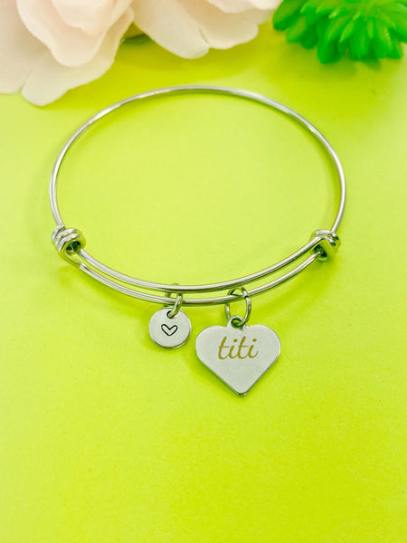 Titi Heart Charm Silver Tarnish Resistant Bracelet, D532