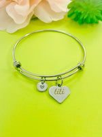 Titi Heart Charm Silver Tarnish Resistant Bracelet, D532