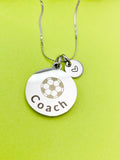 Soccer Ball Coach Charm Silver Tarnish Resistant Necklace, D537