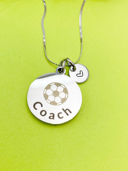Soccer Ball Coach Charm Silver Tarnish Resistant Necklace, D537
