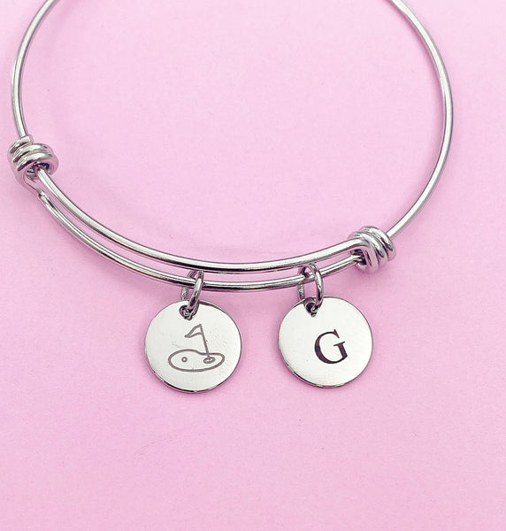 Golf Green Charm Silver Tarnish Resistant Bracelet, D539