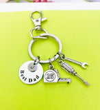 Best Dad Initial Keychain, Handyman Tool Charms