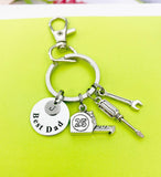 Best Dad Initial Keychain, Handyman Tool Charms