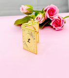 Miniature Book Locket Gold Necklace, D542