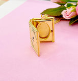 Miniature Book Locket Gold Necklace, D542