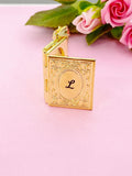 Miniature Book Locket Gold Necklace, D542