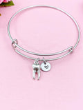 Silver Tooth Charm Bangle, Personalized Initial, Dentist Gift, N1326