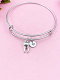 Silver Tooth Charm Bangle, Personalized Initial, Dentist Gift, N1326