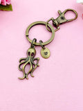 Bronze Octopus Charm Keychain, Silver in Option, Ocean Sea Fish Charm, N2573